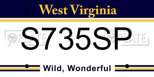 S735SP West Virginia License Plate