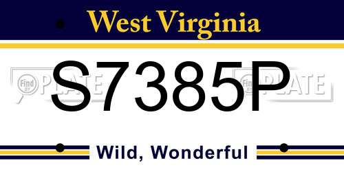 S7385P West Virginia License Plate