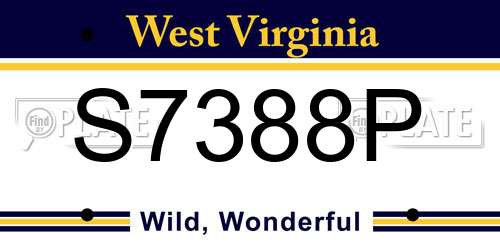 S7388P West Virginia License Plate