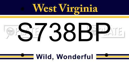 S738BP West Virginia License Plate