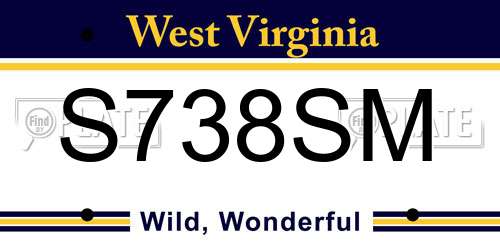 S738SM West Virginia License Plate