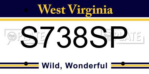 S738SP West Virginia License Plate