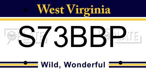 S73BBP West Virginia License Plate