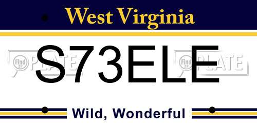 S73ELE West Virginia License Plate