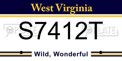 S7412T West Virginia License Plate
