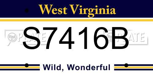 S7416B West Virginia License Plate
