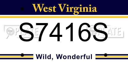 S7416S West Virginia License Plate
