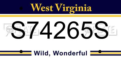 S74265S West Virginia License Plate