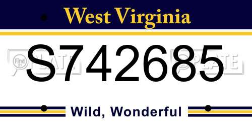 S742685 West Virginia License Plate