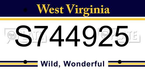 S744925 West Virginia License Plate