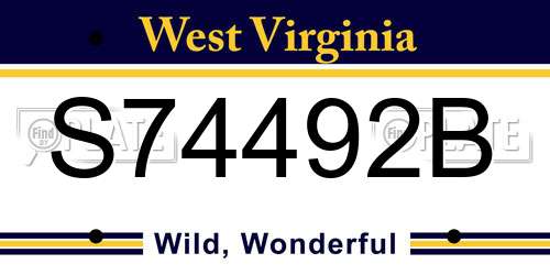 S74492B West Virginia License Plate