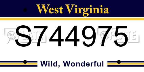 S744975 West Virginia License Plate