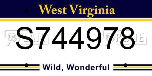 S744978 West Virginia License Plate