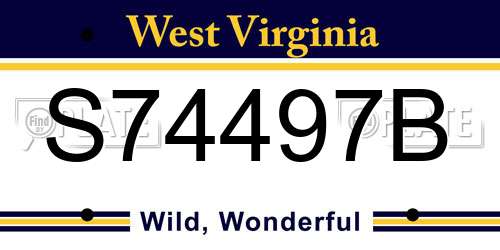 S74497B West Virginia License Plate