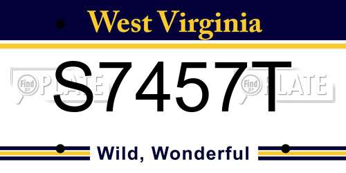 S7457T West Virginia License Plate
