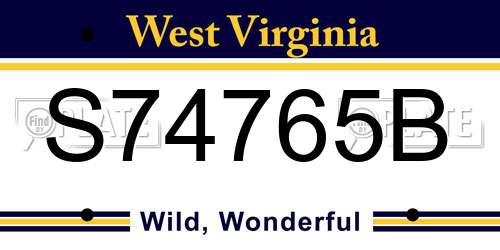 S74765B West Virginia License Plate