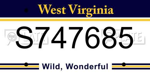 S747685 West Virginia License Plate
