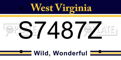 S7487Z West Virginia License Plate