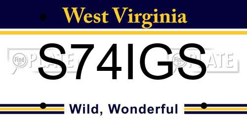 S74IGS West Virginia License Plate