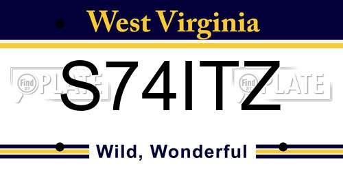 S74ITZ West Virginia License Plate