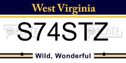 S74STZ West Virginia License Plate