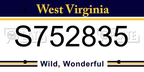 S752835 West Virginia License Plate