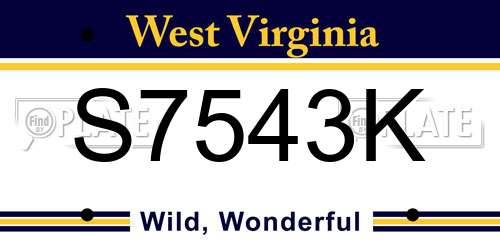 S7543K West Virginia License Plate