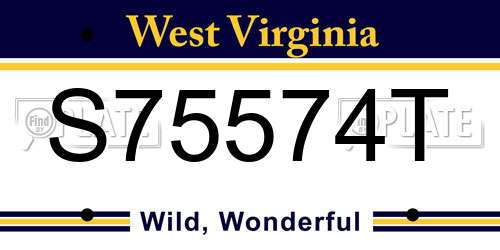S75574T West Virginia License Plate