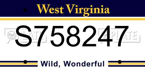 S758247 West Virginia License Plate