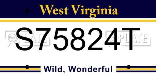 S75824T West Virginia License Plate