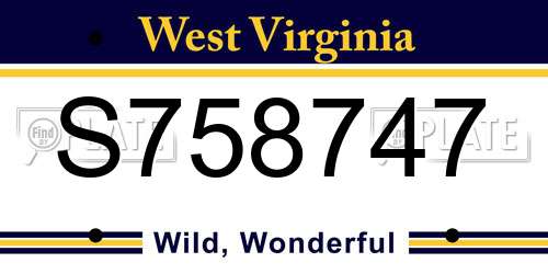 S758747 West Virginia License Plate
