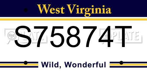 S75874T West Virginia License Plate