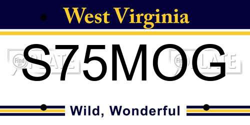 S75MOG West Virginia License Plate