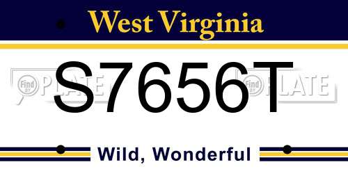 S7656T West Virginia License Plate