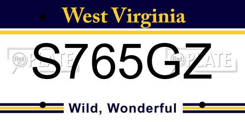 S765GZ West Virginia License Plate