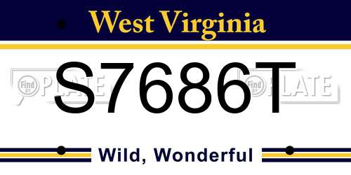 S7686T West Virginia License Plate