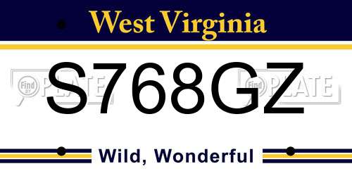 S768GZ West Virginia License Plate