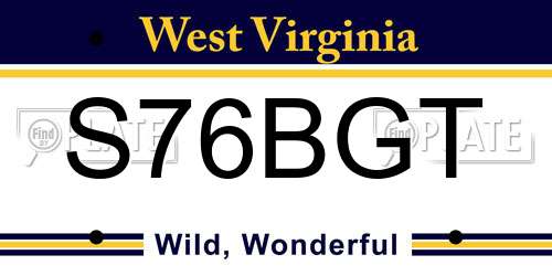 S76BGT West Virginia License Plate