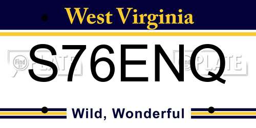 S76ENQ West Virginia License Plate