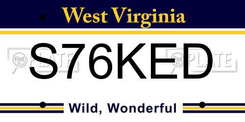 S76KED West Virginia License Plate
