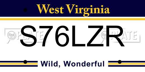 S76LZR West Virginia License Plate