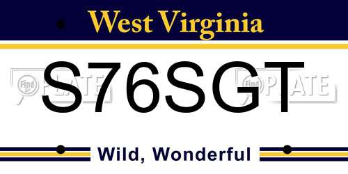 S76SGT West Virginia License Plate