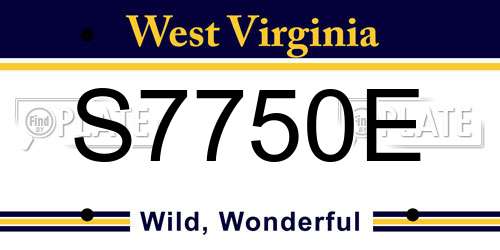 S7750E West Virginia License Plate