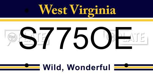 S775OE West Virginia License Plate