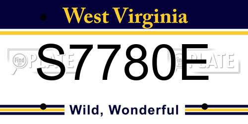 S7780E West Virginia License Plate