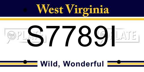 S7789I West Virginia License Plate