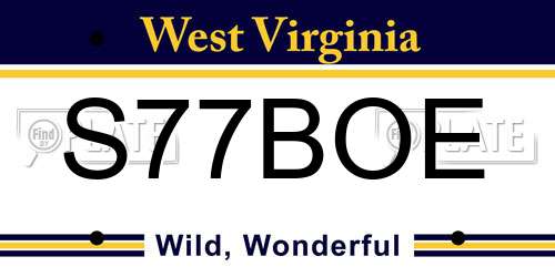 S77BOE West Virginia License Plate