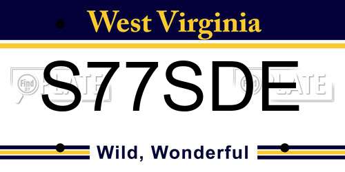 S77SDE West Virginia License Plate