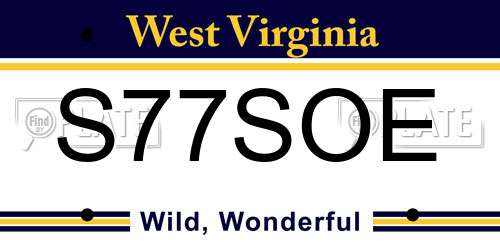 S77SOE West Virginia License Plate