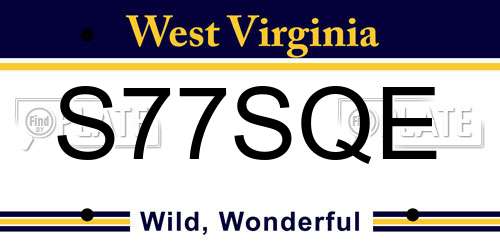 S77SQE West Virginia License Plate